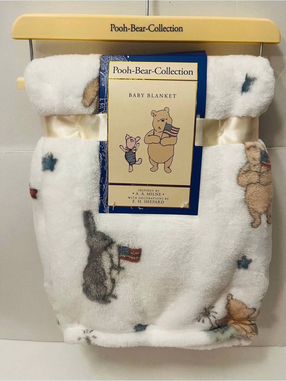Winnie the Pooh Bear Collection USA Baby Blanket Patriotic Fireworks Flags